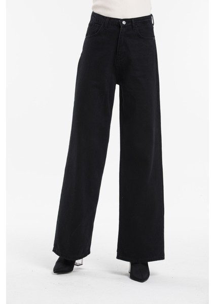 Süper Yüksek Bel Rahat Kalıp Bol Paça Palazzo Jeans fiyatları