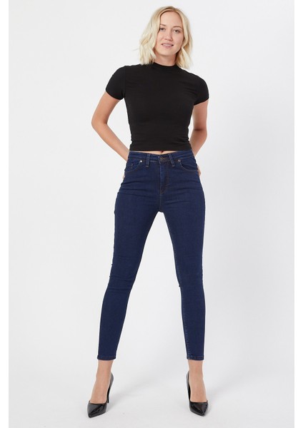 Lucas Koyu Mavi Yüksek Bel Toparlayıcı Etkili Pantolon