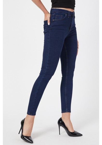 Lucas Koyu Mavi Yüksek Bel Toparlayıcı Etkili Pantolon modelleri