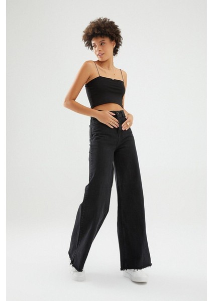 Cep Detaylı Yüksek Bel 90's Wide Leg Jeans