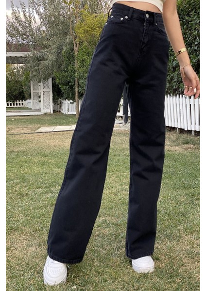 Kadın Süper Yüksek Bel Geniş Paça Wide Leg Jeans Pantolon