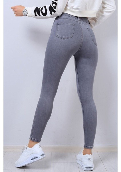 Lowel Gri Kot Pantolon Dar Paça Yüksek Bel - Gri Skinny Jeans fiyatları
