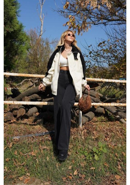 Kadın Siyah Yüksek Bel Geniş Paça Wide Leg Kot Pantolon fırsatları