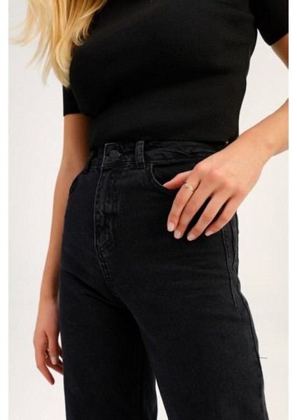 Kadın Süper Yüksek Bel Geniş Paça Wide Leg Jeans Pantolon fiyatları