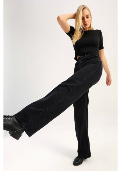 Kadın Süper Yüksek Bel Geniş Paça Wide Leg Jeans Pantolon modelleri