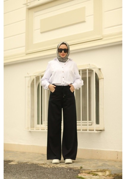 Kadın Süper Yüksek Bel Geniş Paça Wide Leg Jeans Pantolon