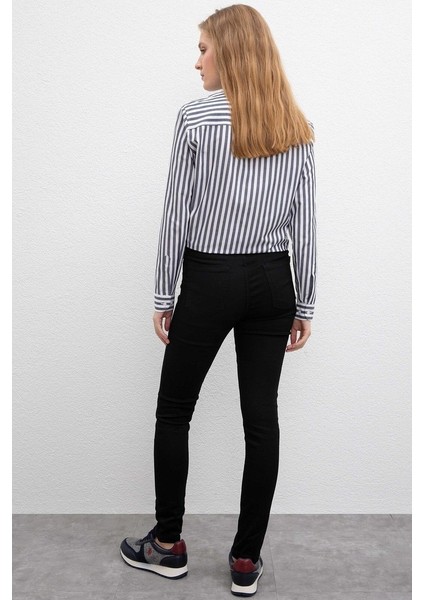 Renk Vermeyen Siyah Süper Skinny Jeans Kot Pantolon (Simsiyah) modelleri