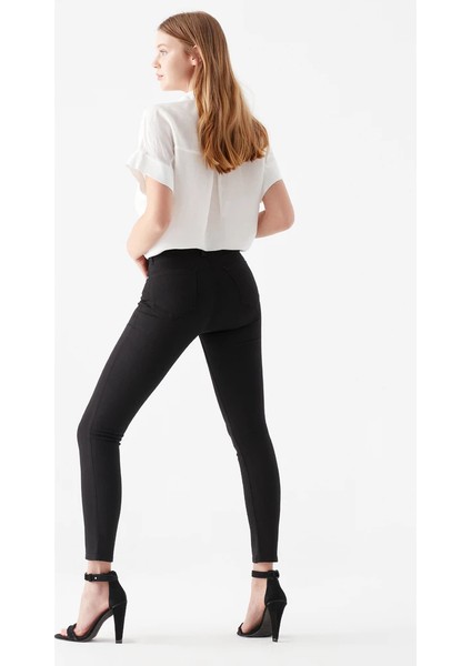 Solmayan Siyah Simsiyah Skinny Jeans Kot Pantolon