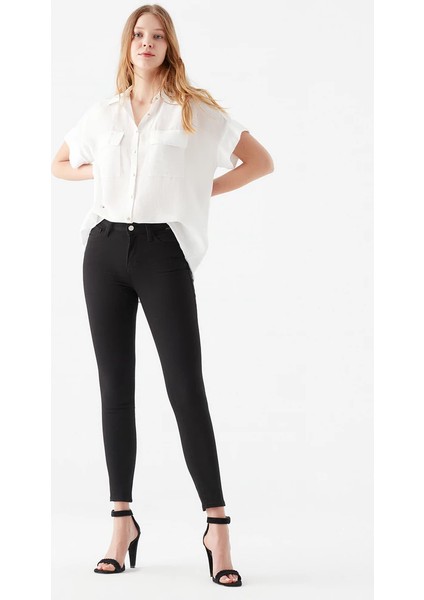 Solmayan Siyah Simsiyah Skinny Jeans Kot Pantolon fiyatları