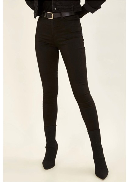 Renk Vermeyen Siyah Süper Skinny Jeans Kot Pantolon (Solmayan Kumaş) modelleri