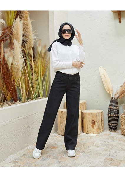 90's Likralı Süper Yüksek Bel Salaş Jeans Palazzo Pantolon