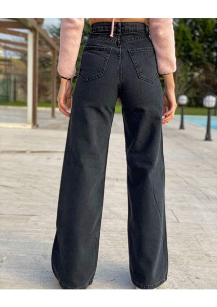 90's Likralı Süper Yüksek Bel Salaş Jeans Palazzo Pantolon