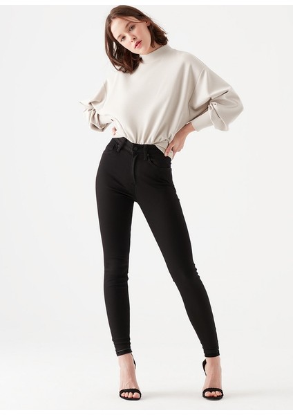 Renk Vermeyen Siyah Süper Skinny Jeans Kot Pantolon (Dar Kalıp) fiyatları