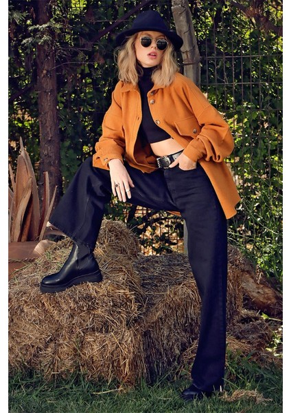 Cep Detaylı Yüksek Bel 90's Wide Leg Jeans