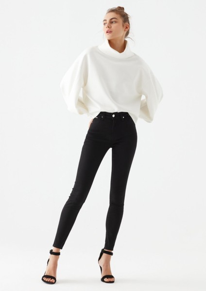 Solmayan Siyah Süper Skinny Jeans Kot Pantolon (Kömür Karası) fiyatları