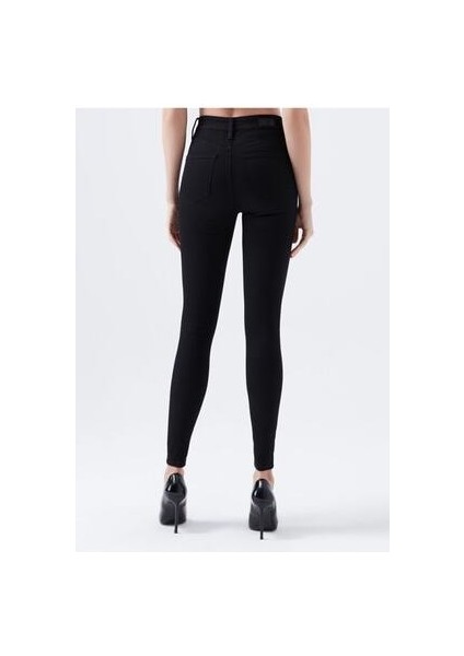 Solmayan Siyah Süper Skinny Jeans Kot Pantolon (Kömür Karası) indirimleri