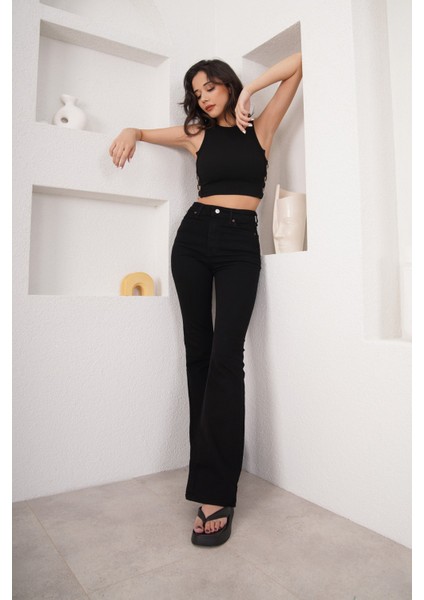 Haris Ispanyol Paça Kot Pantolon Siyah