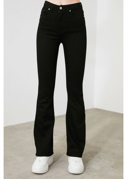 Ispanyol Paça Yüksek Bel Flare Jeans (Toparlayıcı) Simsiyah fırsatları