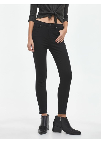 Kadın Solmayan Siyah Süper Skinny Jean Kot Pantolon