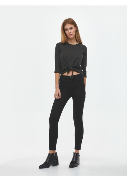 Kadın Solmayan Siyah Süper Skinny Jean Kot Pantolon fiyatları