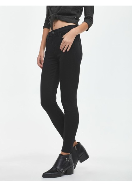 Kadın Solmayan Siyah Süper Skinny Jean Kot Pantolon modelleri