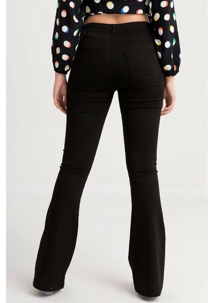 Yumuşak,kadın Siyah Solmayan Yüksel Bel Likralı Toparlayıcı Ispanyol Jeans Pantalon indirimleri