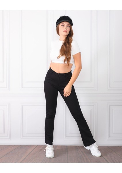 Extra Siyah Ispanyol Paça Likralı Jeans Kot Pantolon fiyatları