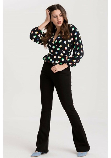 Kadın Siyah Pantolon Ispanyol Paça Likralı fiyatları