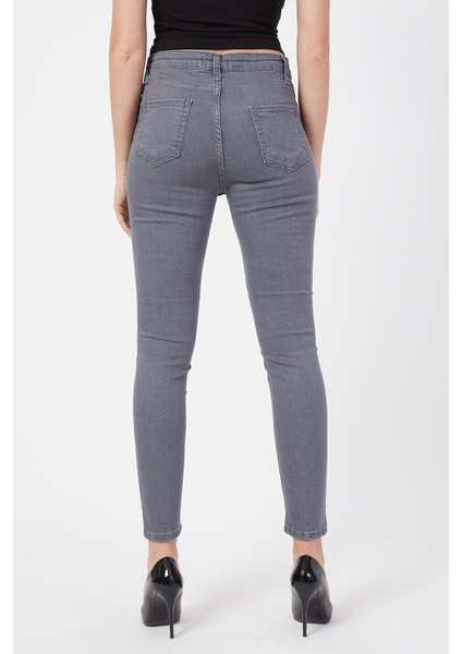 Yumuşak Dokulu Süper Skinny Jeans Solmaz Gri Kot Pantolon fiyatları