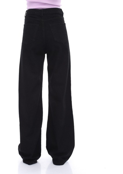 L.o.v.e. Solmayan Siyah Likralı Bol Paça Jean - Salaş Süper Yüksek Bel Kot Pantolon (Süper Yüksek) indirimleri