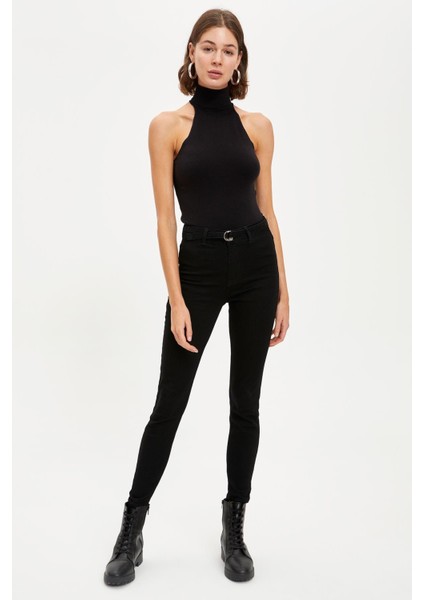 Renk Vermeyen Süper Skinny Jean - Dar Kalıp Dar Paça Solmayan Siyah Toparlayıcı Kot Pantolon indirimleri