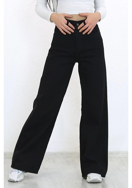 Love Solmayan Siyah Likralı Salaş Jean - Süper Yüksek Bel Bol Paça Kot Pantolon (Süper Yüksek) fiyatları