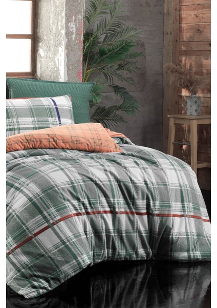 Helge Yeşil Çift Kişilik %100 Pamuk Flanel (Pazen) Nevresim Takımı fiyatları