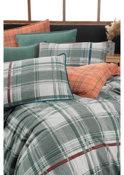 Helge Yeşil Çift Kişilik %100 Pamuk Flanel (Pazen) Nevresim Takımı indirimleri