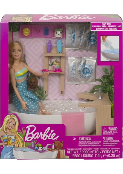 Wellness - Barbie'nin Spa Günü Oyun Seti, Sarışın Bebek, Küvet ve Aksesuarlar GJN32