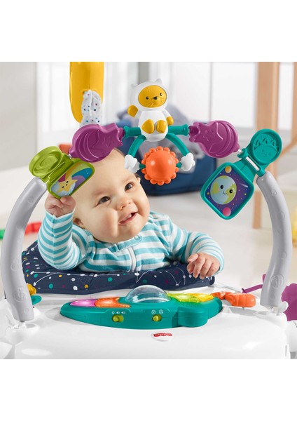 ​​Fisher-Price Astro Kitty Jumperoo, Ayarlanabilir Zıplayan Koltuk, Işıklar, Müzik Ve İnteraktif Oyuncaklar İle Uzay Temalı Bebek Aktivite Merkezi Hbg73