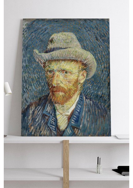 Gri Fötr Şapkalı Otoportre - Van Gogh Sanatsal Kanvas Tablo