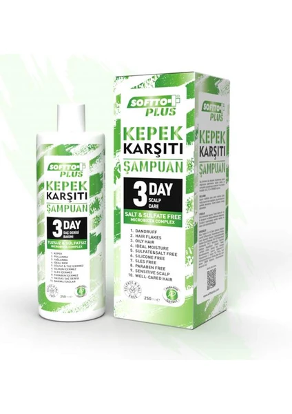 Softto Plus Kepek  Tuzsuz Sülfatsız Parabensiz Şampuan 250ml