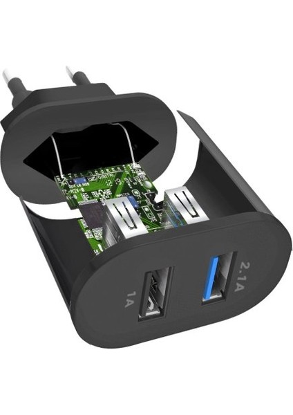 2xusb-A Hızlı Seyahat Şarj Cihazı-Siyah