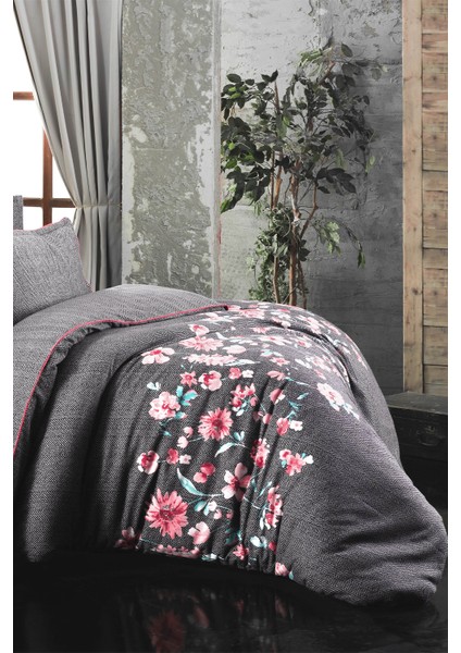 Şiva Siyah Çift Kişilik %100 Pamuk Flanel (Pazen) Nevresim Takımı fırsatları