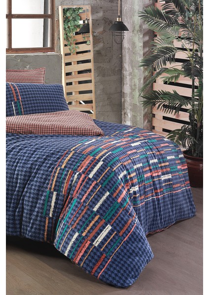 Layra Mavi Çift Kişilik %100 Pamuk Flanel (Pazen) Nevresim Takımı fiyatları