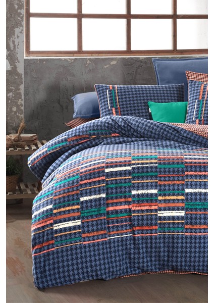 Layra Mavi Çift Kişilik %100 Pamuk Flanel (Pazen) Nevresim Takımı modelleri