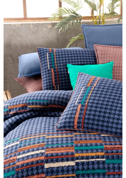 Layra Mavi Çift Kişilik %100 Pamuk Flanel (Pazen) Nevresim Takımı indirimleri