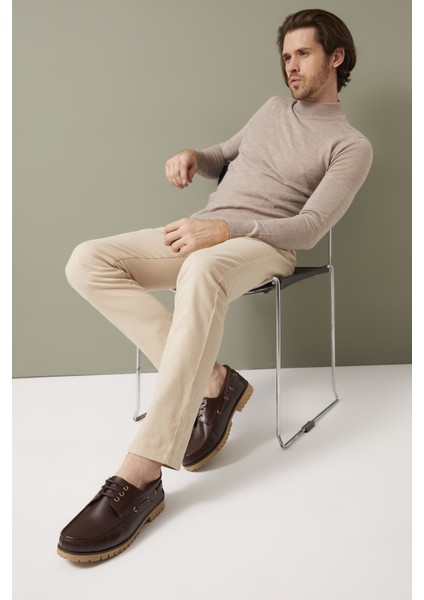 , Erkek Hakiki Deri Ayakkabı 123984 K03 Kahve