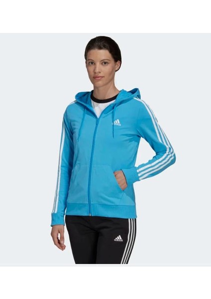Essentials Single Jersey 3-Stripes Full-Zip Kapüşonlu Üst HL2057
