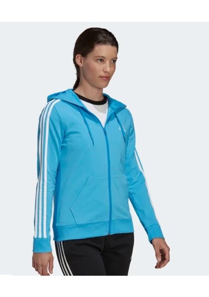 Essentials Single Jersey 3-Stripes Full-Zip Kapüşonlu Üst HL2057 modelleri