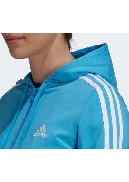 Essentials Single Jersey 3-Stripes Full-Zip Kapüşonlu Üst HL2057 indirimleri