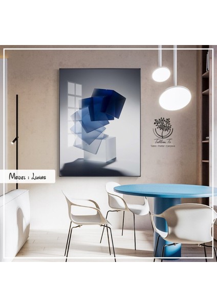 Metal Çerçeveli Gerçek Camlı Tablo Lunas 1li Set
