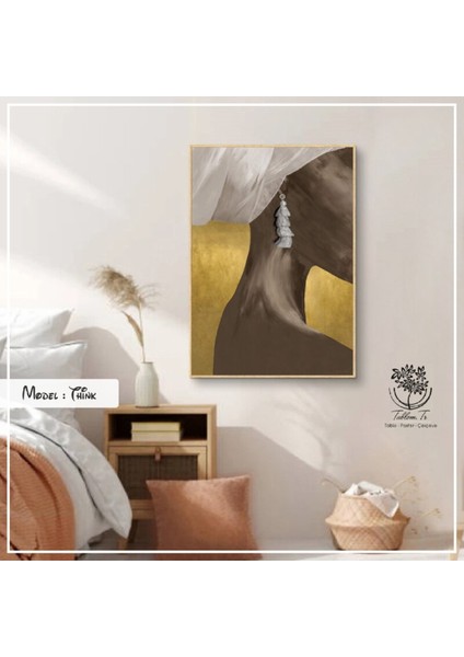 Metal Çerçeveli Gerçek Camlı Tablo Think 1li Set