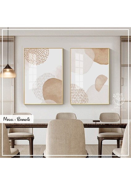 Metal Çerçeveli Gerçek Camlı Tablo Brownie 2 Li Set